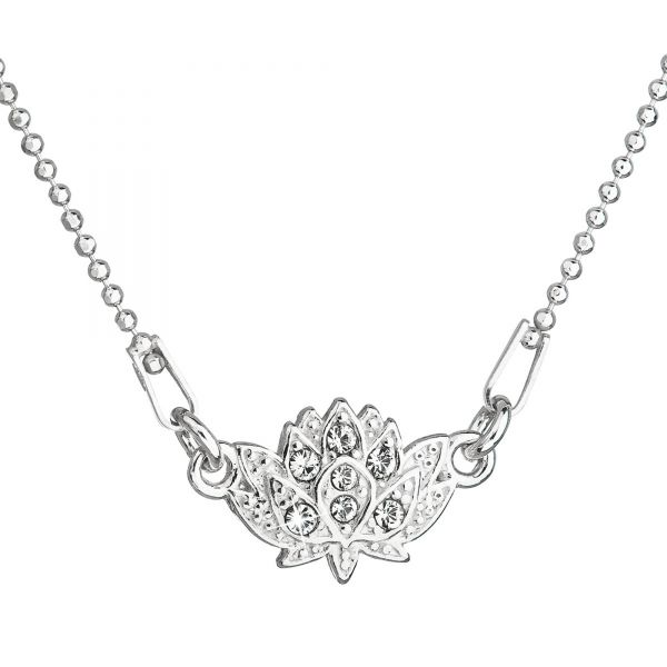 Stříbrný náhrdelník s krystaly Swarovski bílá kytička 32056.1, ryzost 925/1000